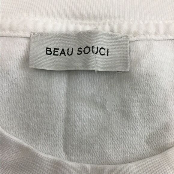 Beau Souci White Essential Cotton SEVEN Crew Neck Short Sleeve T-Shirt Large - Picture 6 of 7
